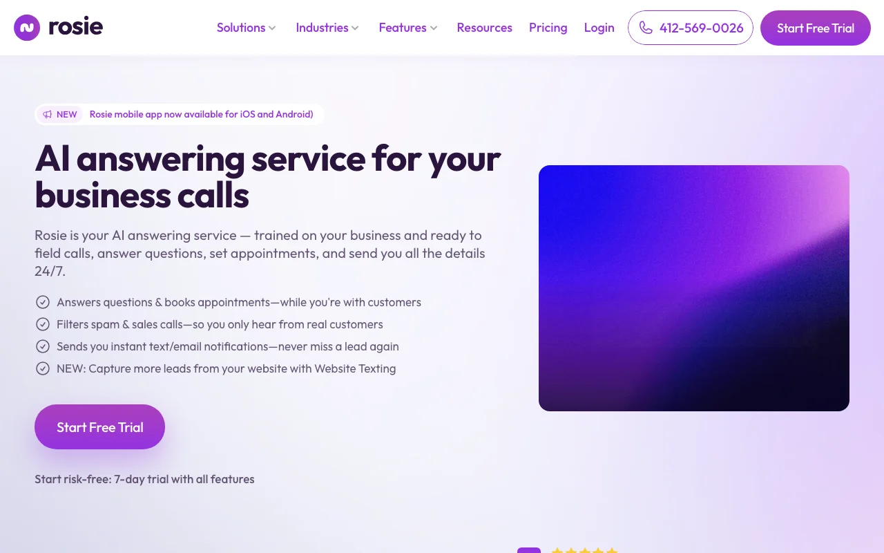 Rosie AI interface — screenshot of Rosie AI dashboard