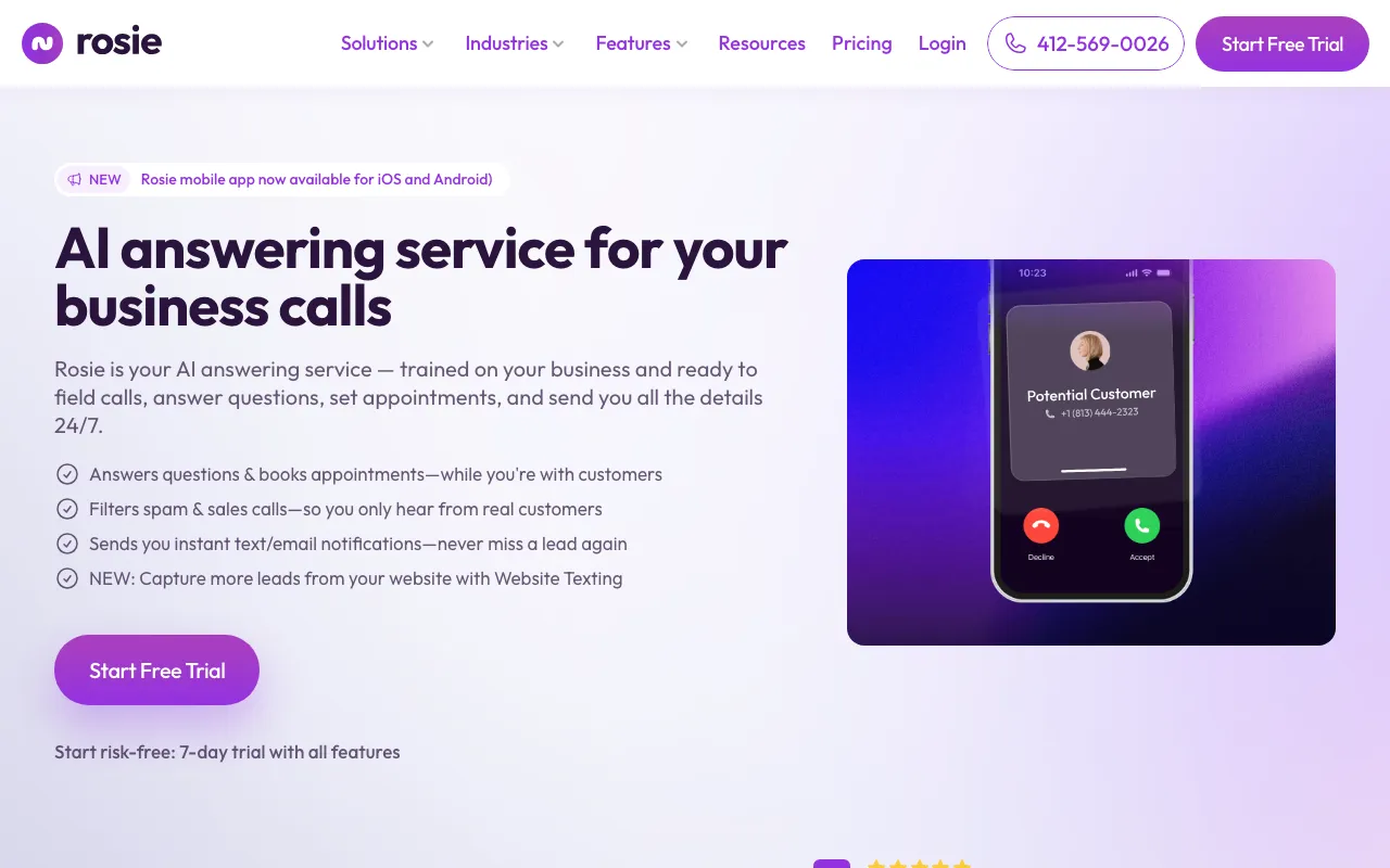 Rosie AI interface — screenshot of Rosie AI dashboard