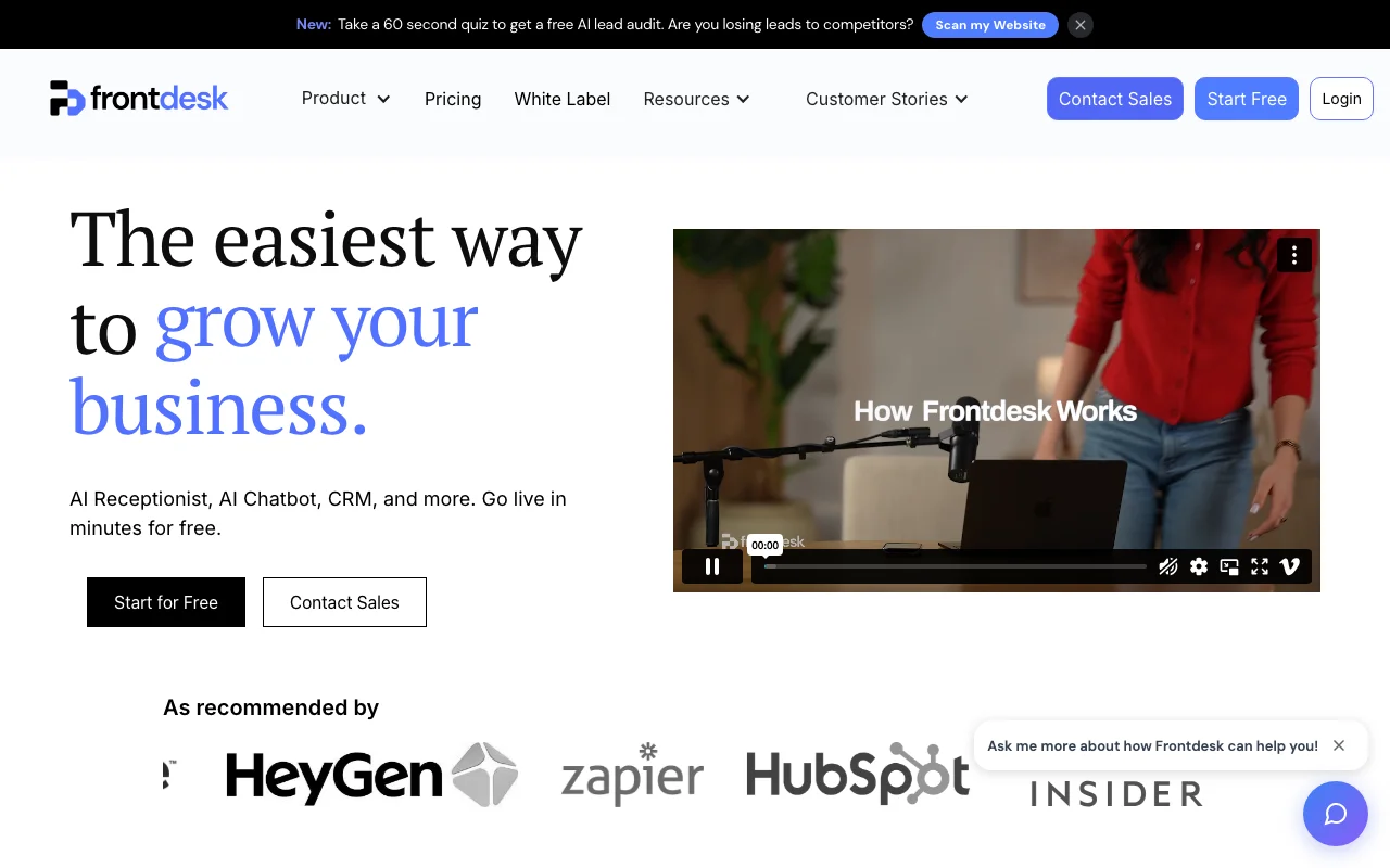 My AI Front Desk dashboard
