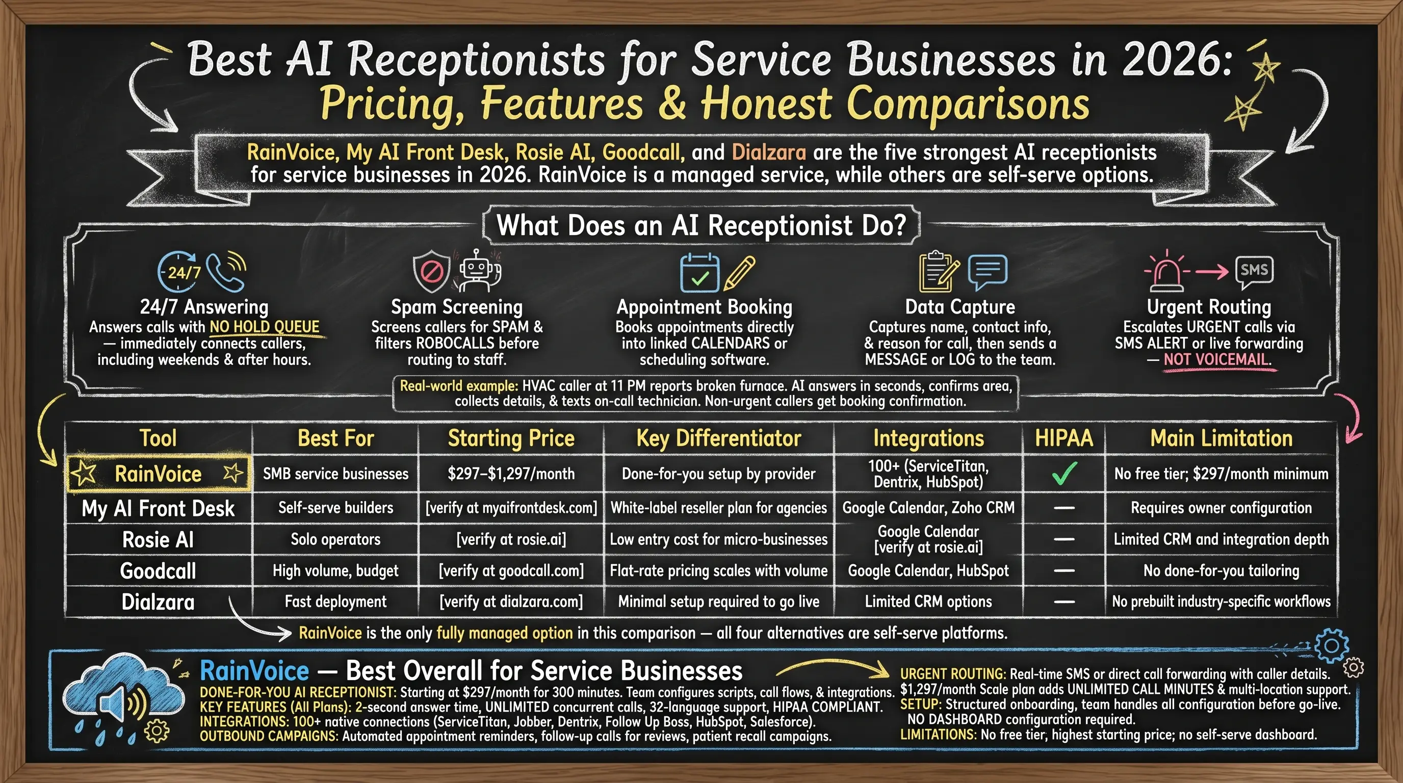ai receptionist — comparison infographic