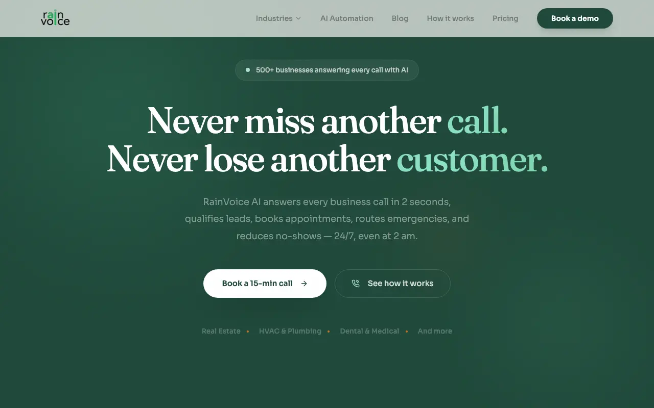 RainVoice interface — screenshot of RainVoice dashboard