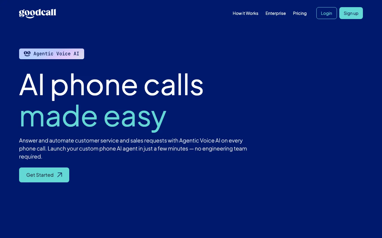 Goodcall dashboard — agentic voice AI with CRM automation