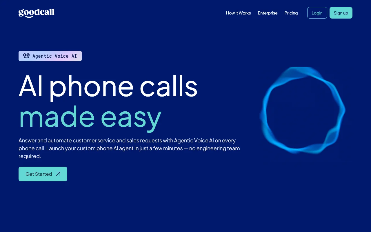 Goodcall interface — screenshot of Goodcall dashboard