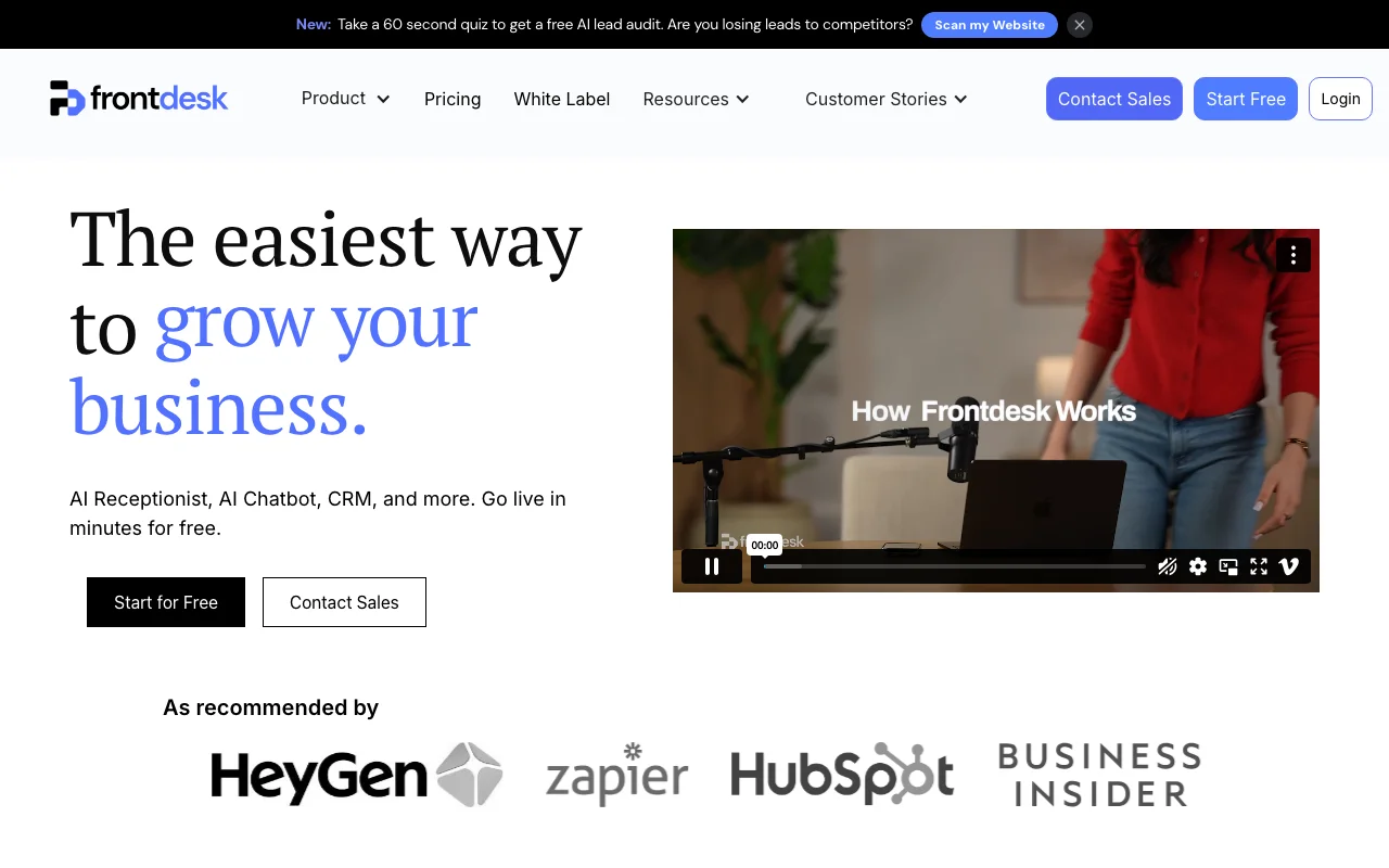 My AI Front Desk interface — screenshot of My AI Front Desk dashboard