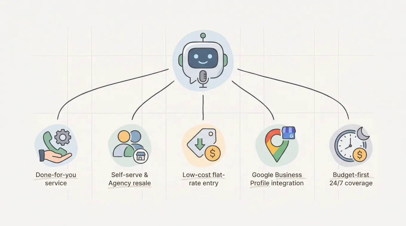 AI receptionist small business setup models illustration