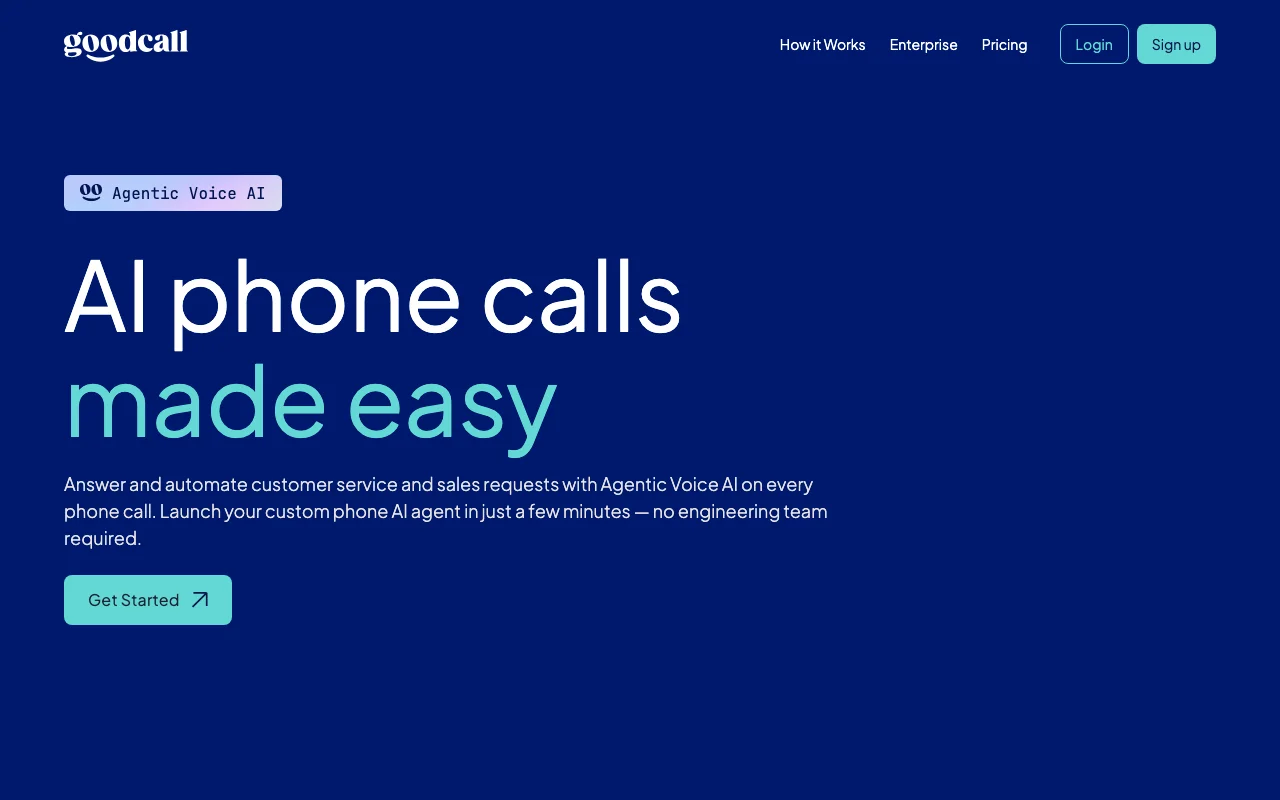 Goodcall AI call handling dashboard screenshot