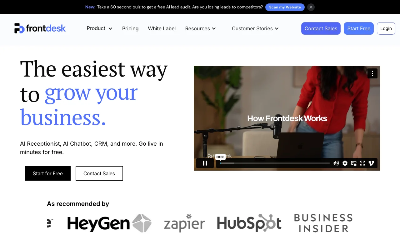 My AI Front Desk dashboard screenshot