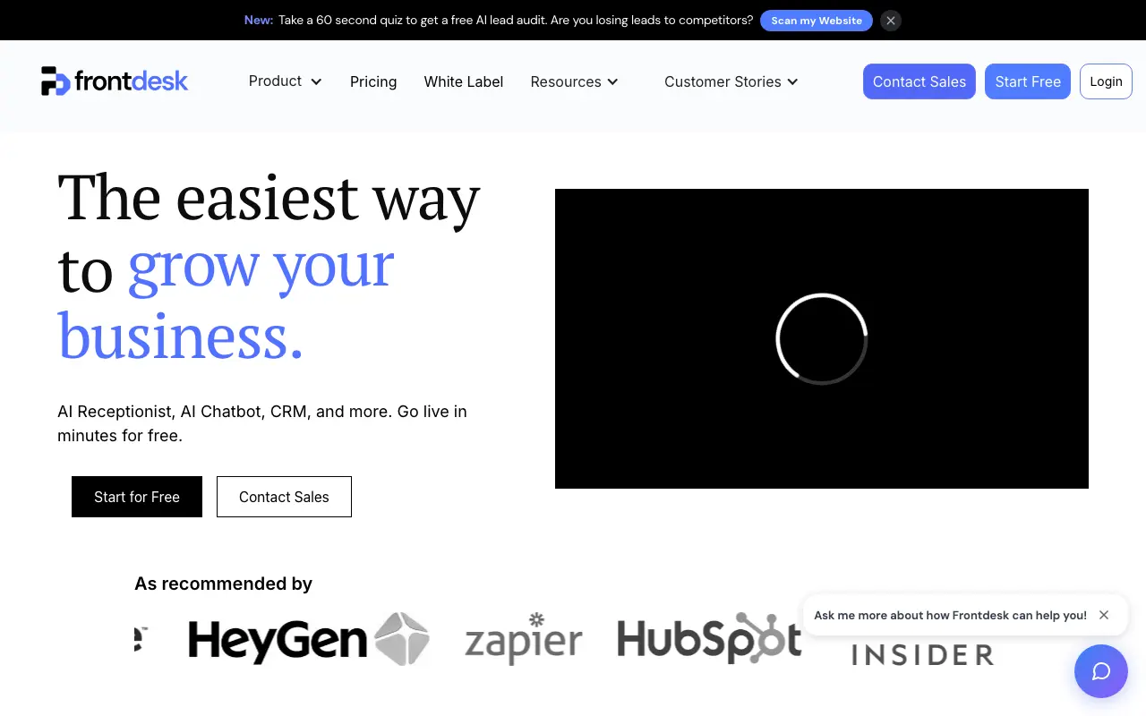 My AI Front Desk interface — screenshot of My AI Front Desk dashboard